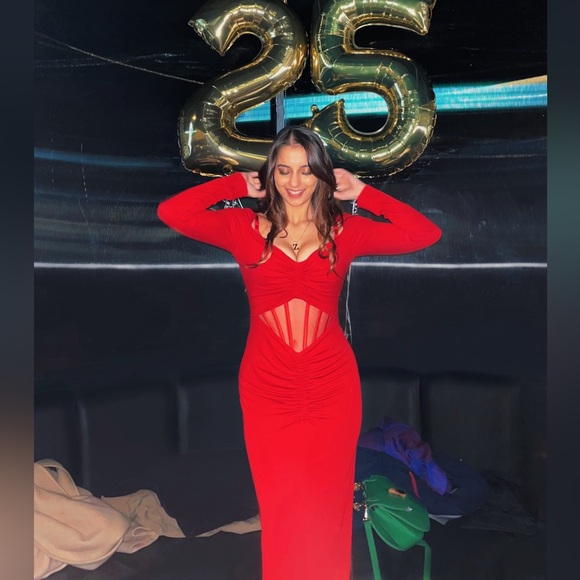 Versace - Long Sleeve Ruched Dress - Picture 5 of 6